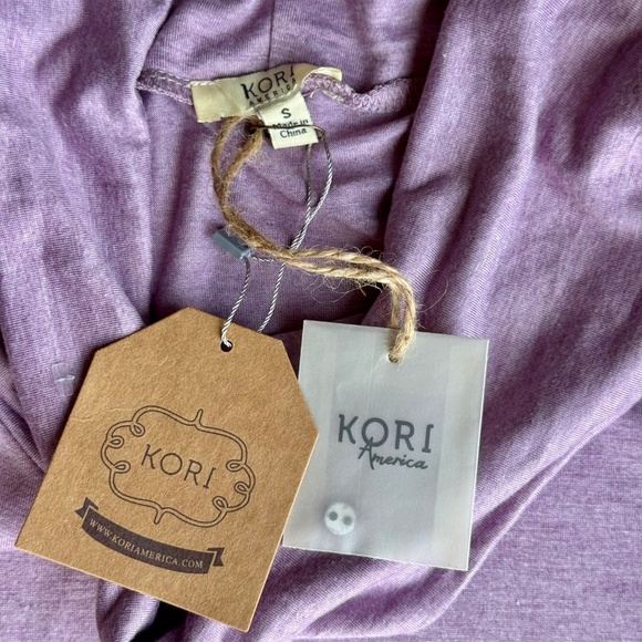 NWT Kori America Cowl Neck Tunic Top Purple Hi-Low Hem Size Small - Picture 3 of 10